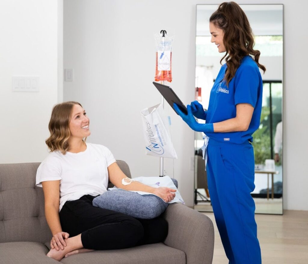 Mobile At Home IV Drip London nurse preparing vitamin infusion